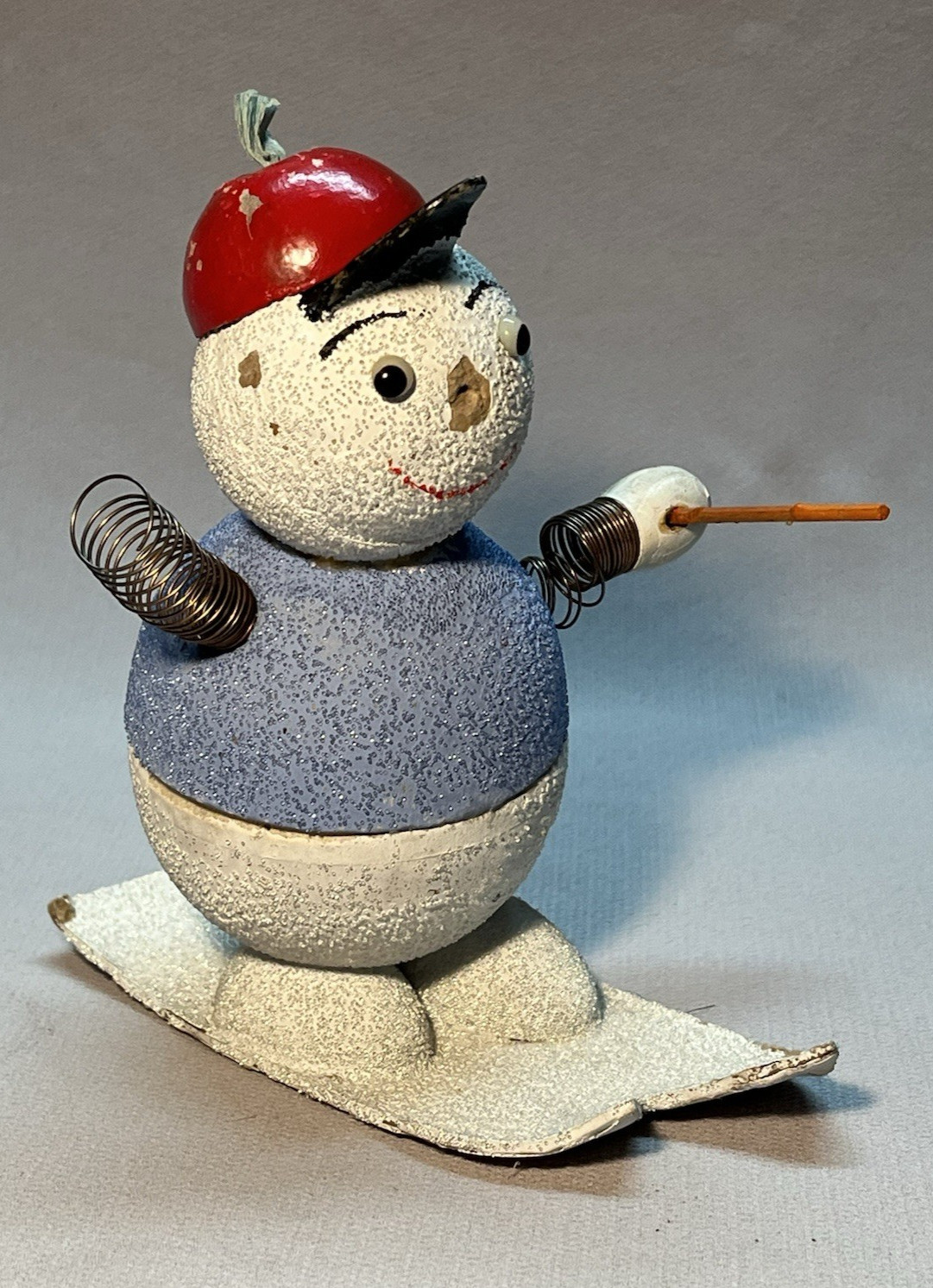 Vintage 1957 West Germany Paper Mache Snowman on Skis Candy Container Vintage 1957 West Germany Paper Mache Snowman on Skis Candy Container