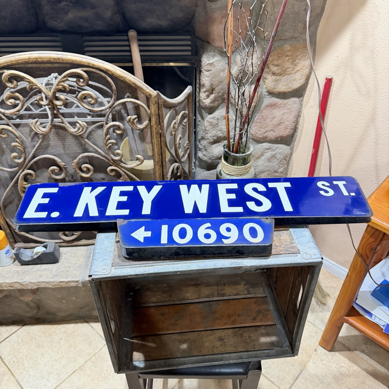 Vintage E.KEY WEST ST.10690 Street Sign porcelain double sided 26'' X6'' Vintage E.KEY WEST ST.10690 Street Sign porcelain double sided 26'' X6''