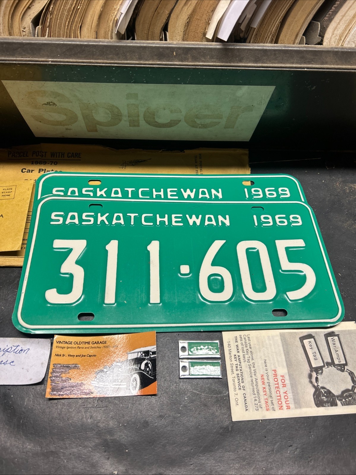RARE 1965 NOS SASKATCHEWAN CANADA LICENSE PLATE PLATES PAIR UNUSED ORIGINALS 