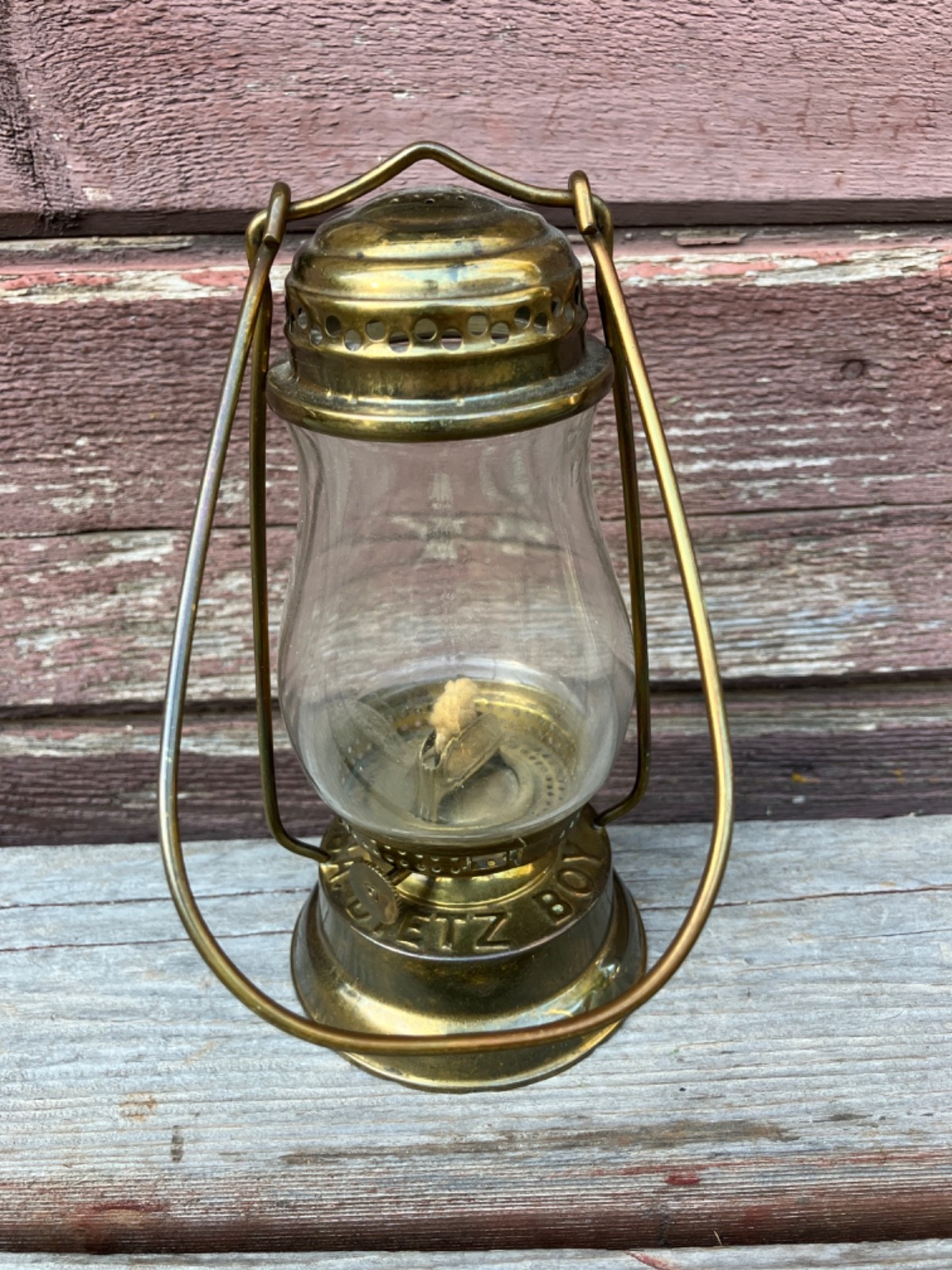 RARE VTG DIETZ BOY NEW YORK MINI SKATER LANTERN w EMBOSSED GLOBE 