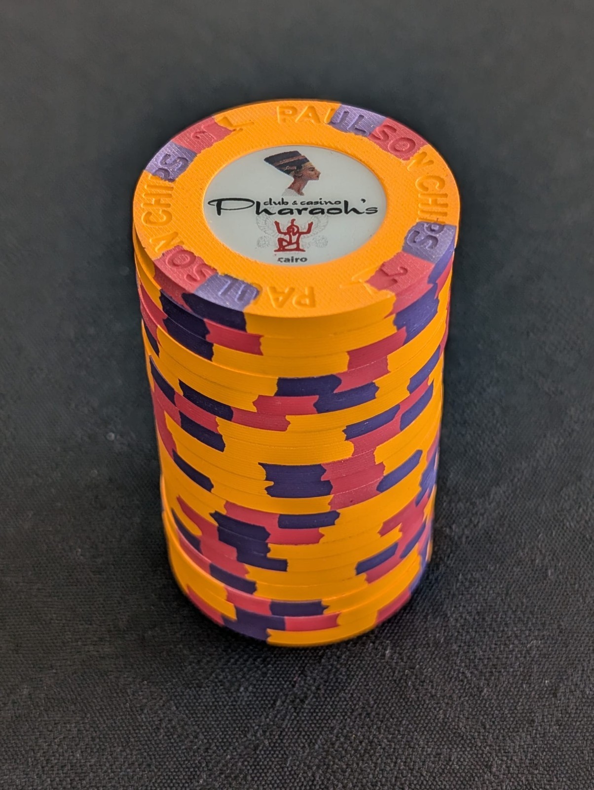 Paulson Pharaoh Poker Chips Orange NCV No Cash Value - 1 Barrel (20 Clay Chips)