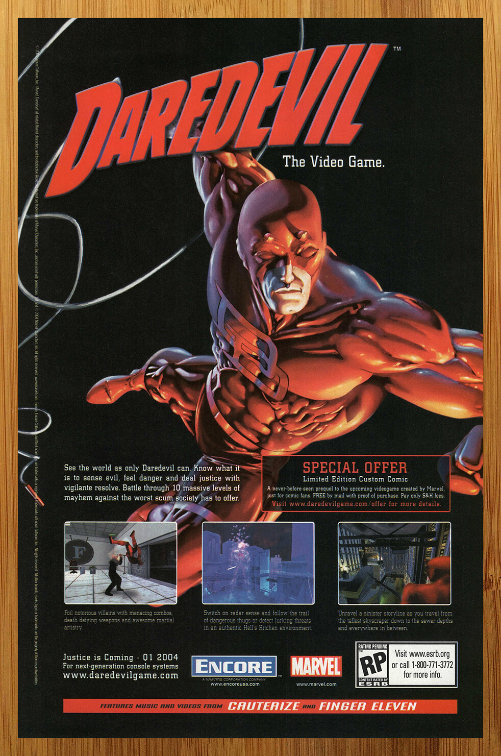 2004 Daredevil CANCELLED VIDEO GAME PS2 Xbox Print Ad/Poster Marvel Comics Art