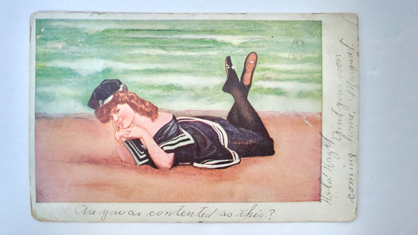 Antique 1907 Postcard Bathing Beauty Antique 1907 Postcard Bathing Beauty