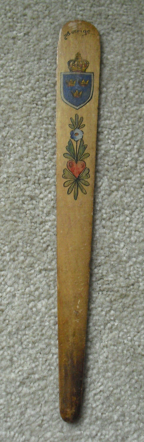 Vitnage Sweden Svenska Sater Sveride Hand Painted Large Letter Opener 13 1/4\ Vitnage Sweden Svenska Sater Sveride Hand Painted Large Letter Opener 13 1/4\