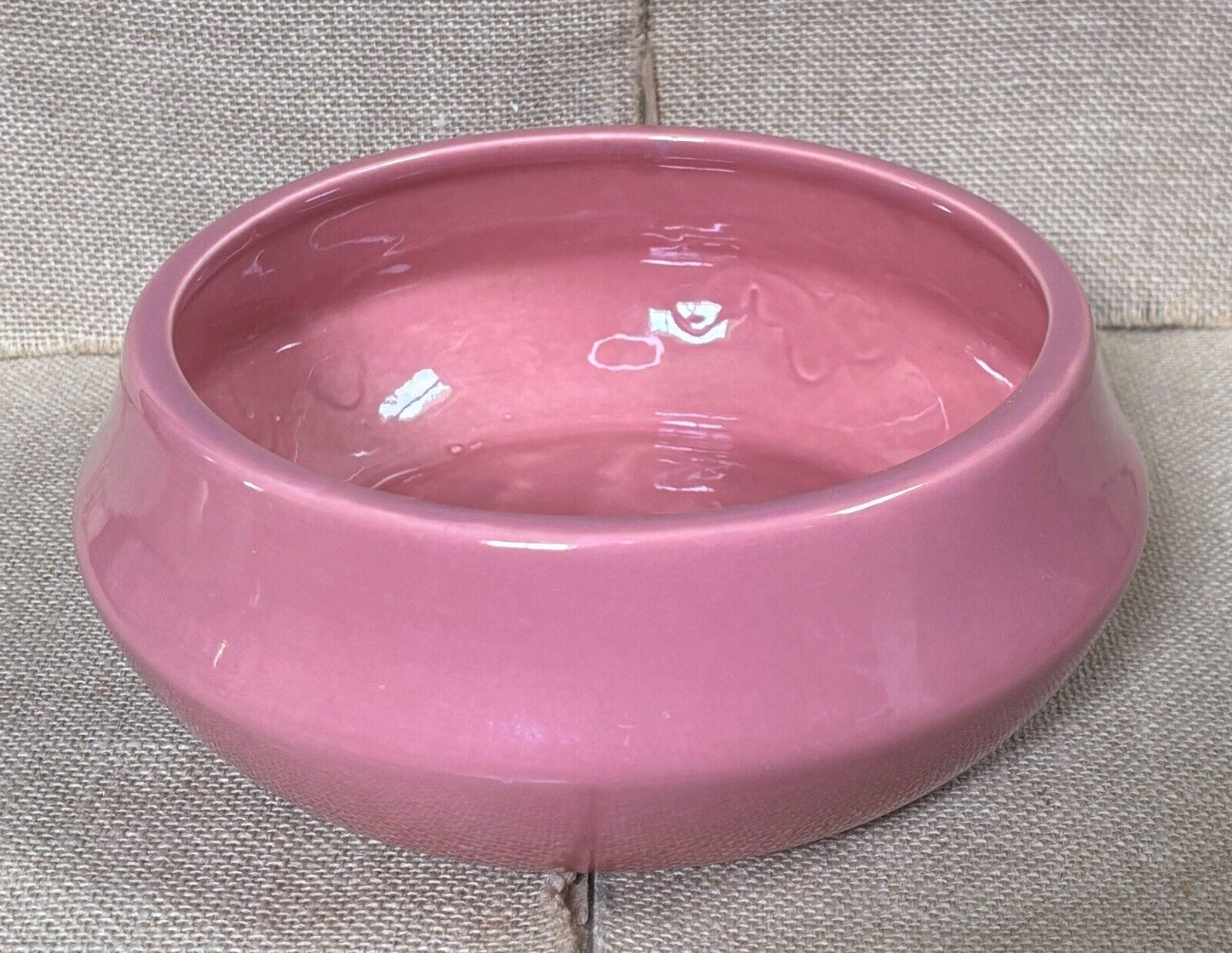 Vintage Haeger Pottery 616 Round Dusty Pink Planter Vase Centerpiece MCM USA