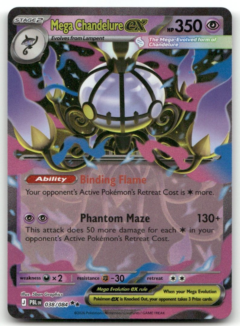 Mega Chandelure ex 038/084 Pitch Black PBL NM Holofoil Double Rare