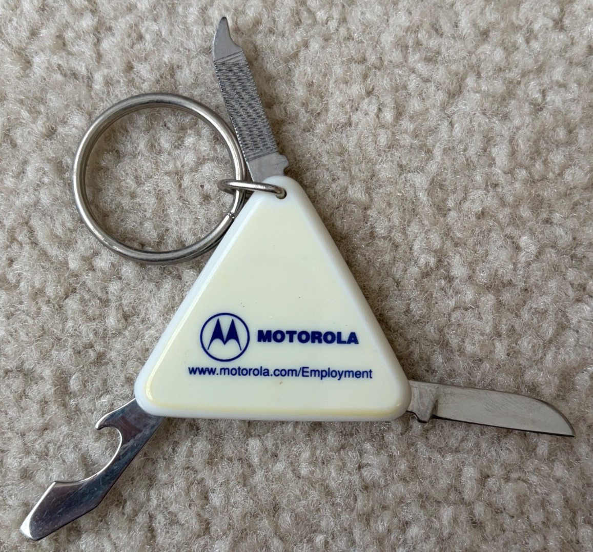 Vintage Motorola 3 in 1 Multi Tool Keychain Pocket Knife File Opener Screwdriver