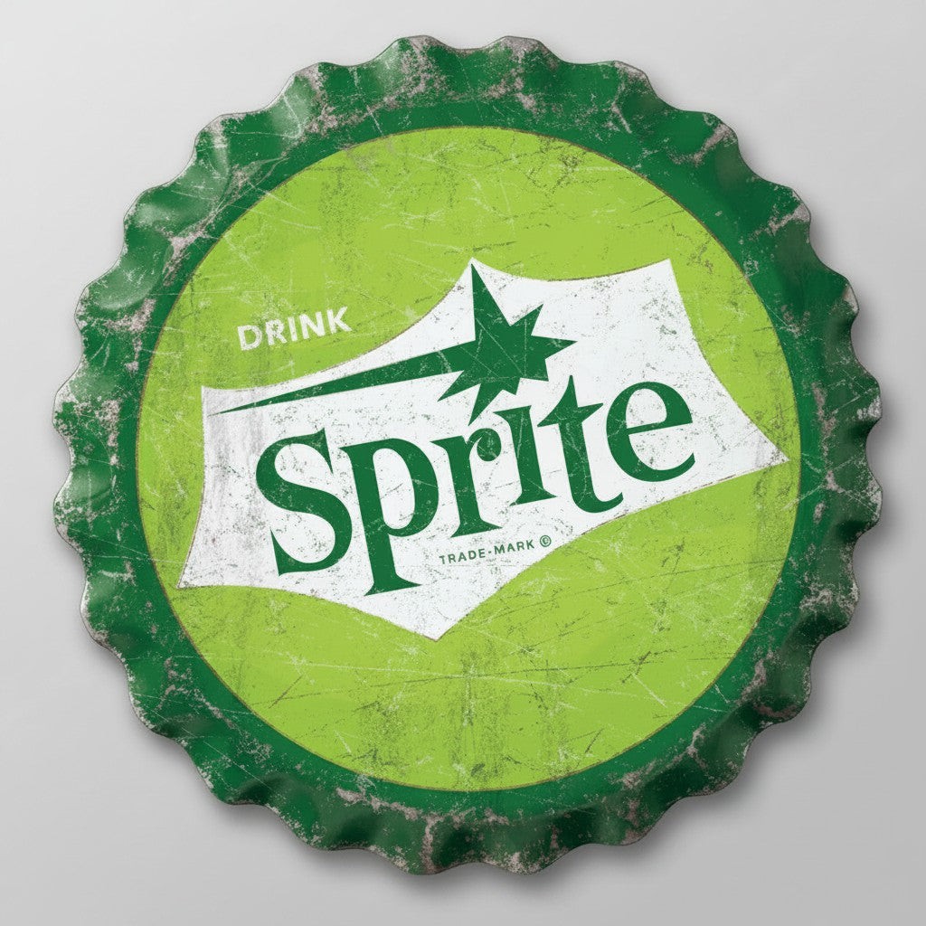 Sprite Distressed Bottle Cap Metal Sign
