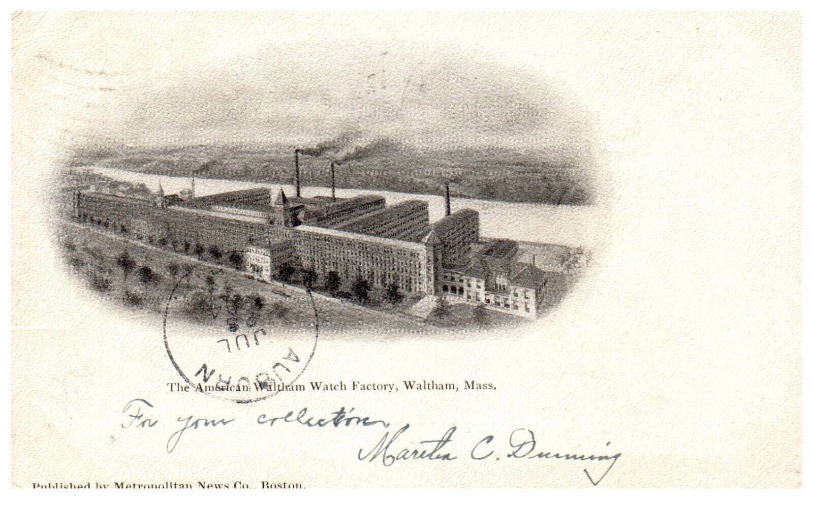Waltham Massachusetts MA American Waltham Watch Factory Antique Postcard 1904