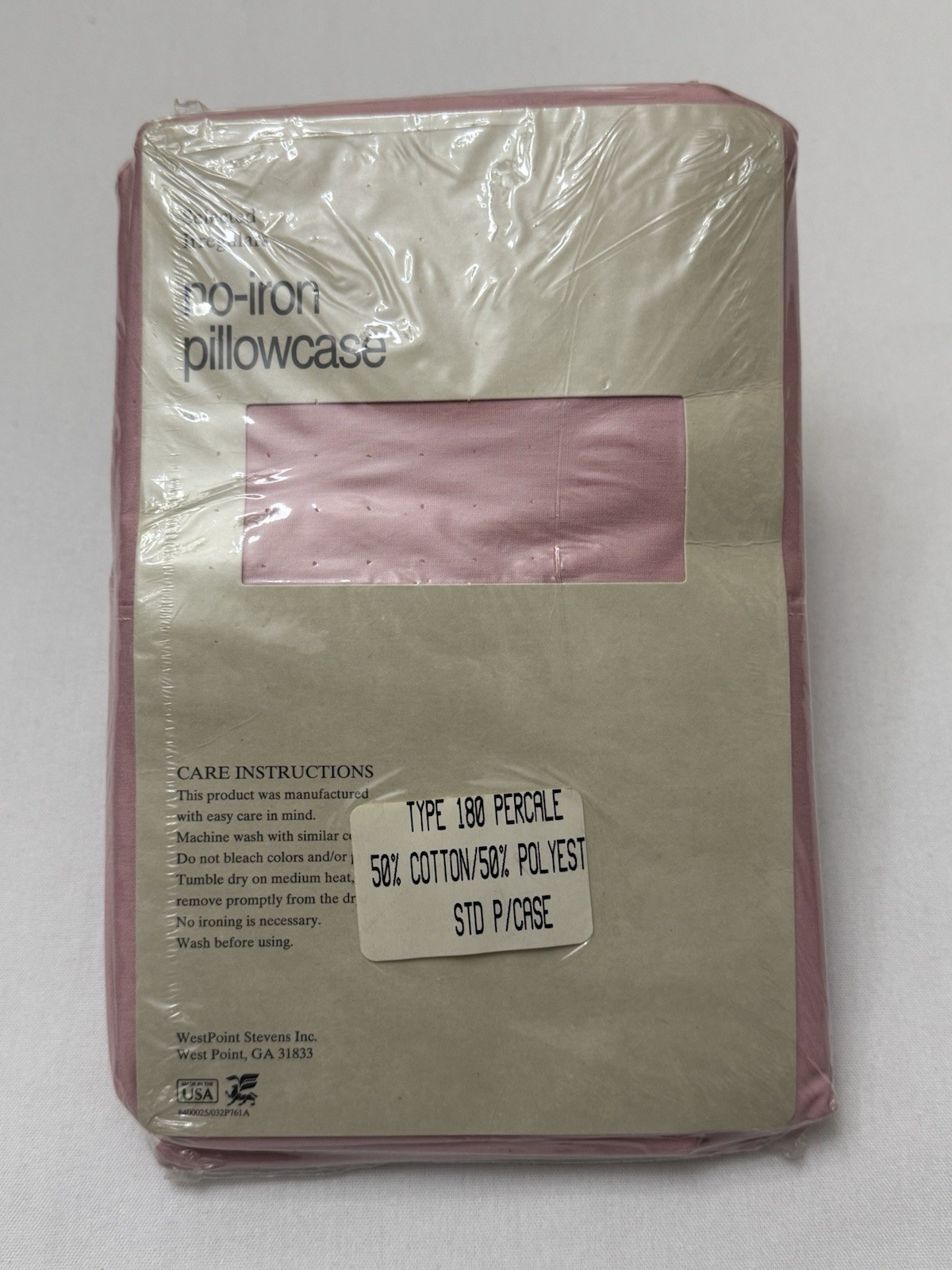 New VTG WestPoint Stevens Pink Pillowcase NOS Standard  Percale Made In USA