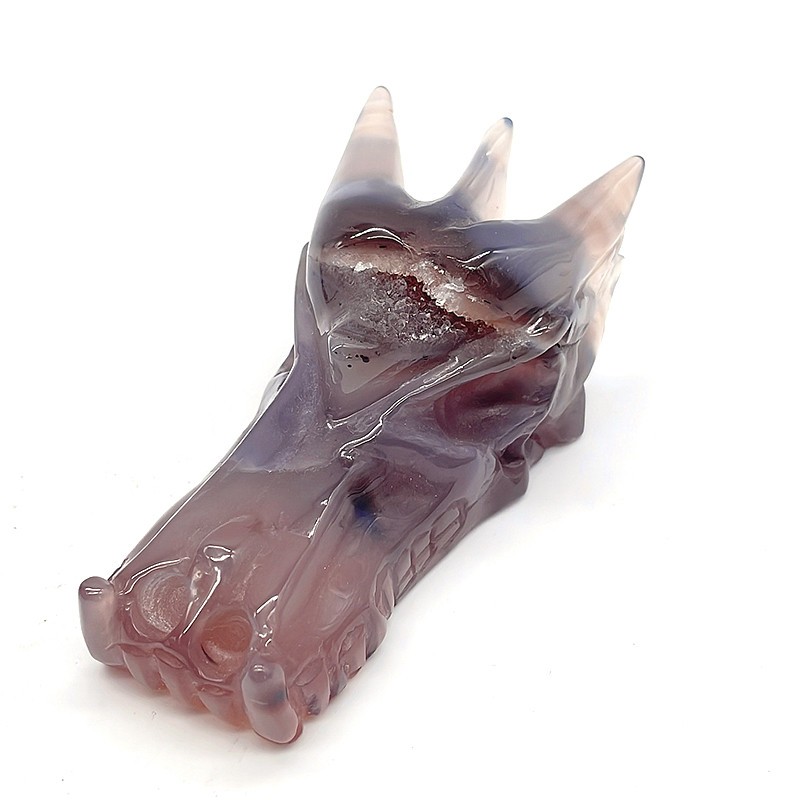 3.9\'\' Natural Agate Carved Crystal Dragon Skulls sculpture,Crystal Healing