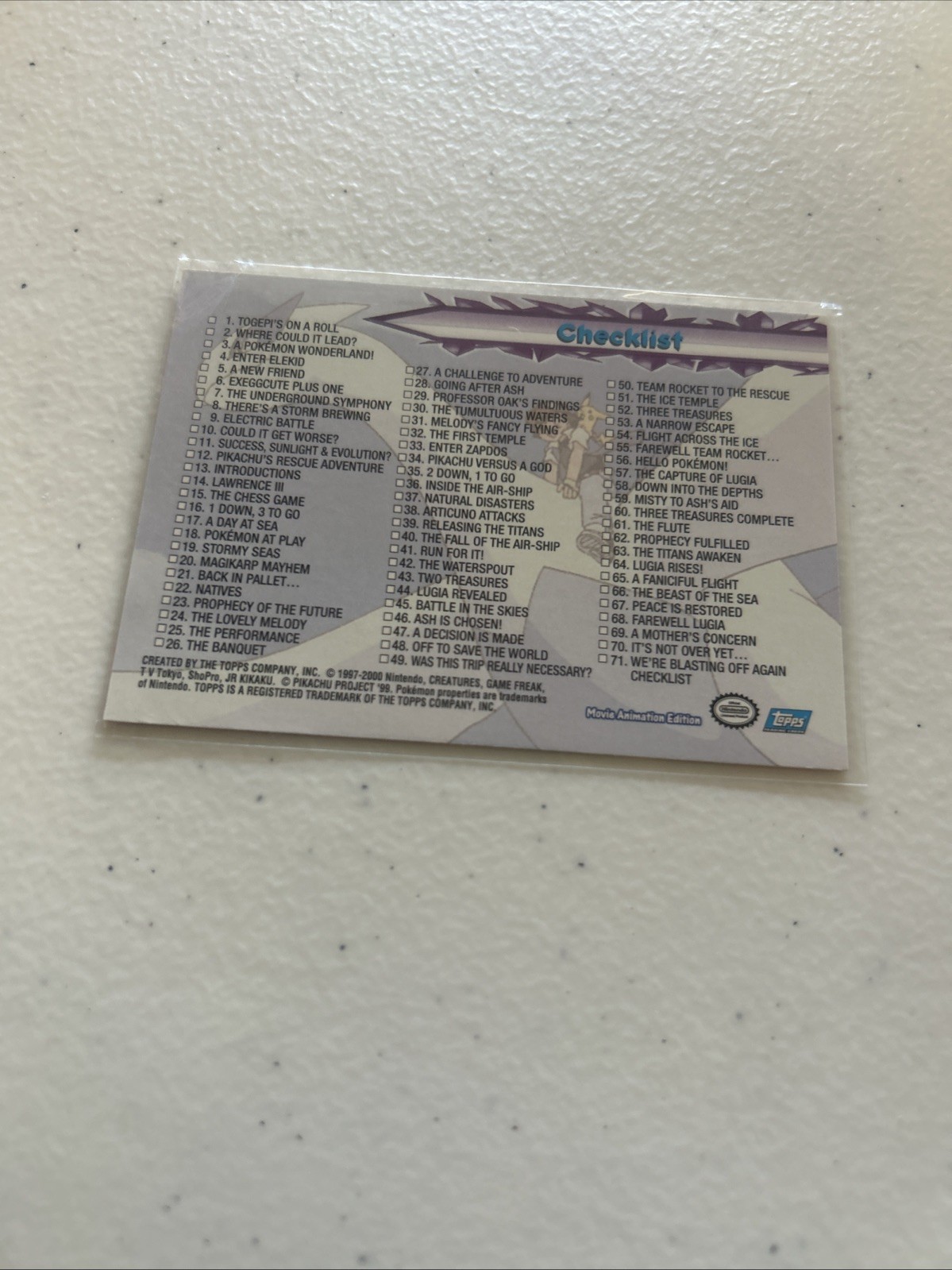 2000 Topps Pokemon the movie 2000 - Complete set 72/72 (EX) Used Condition LUGIA