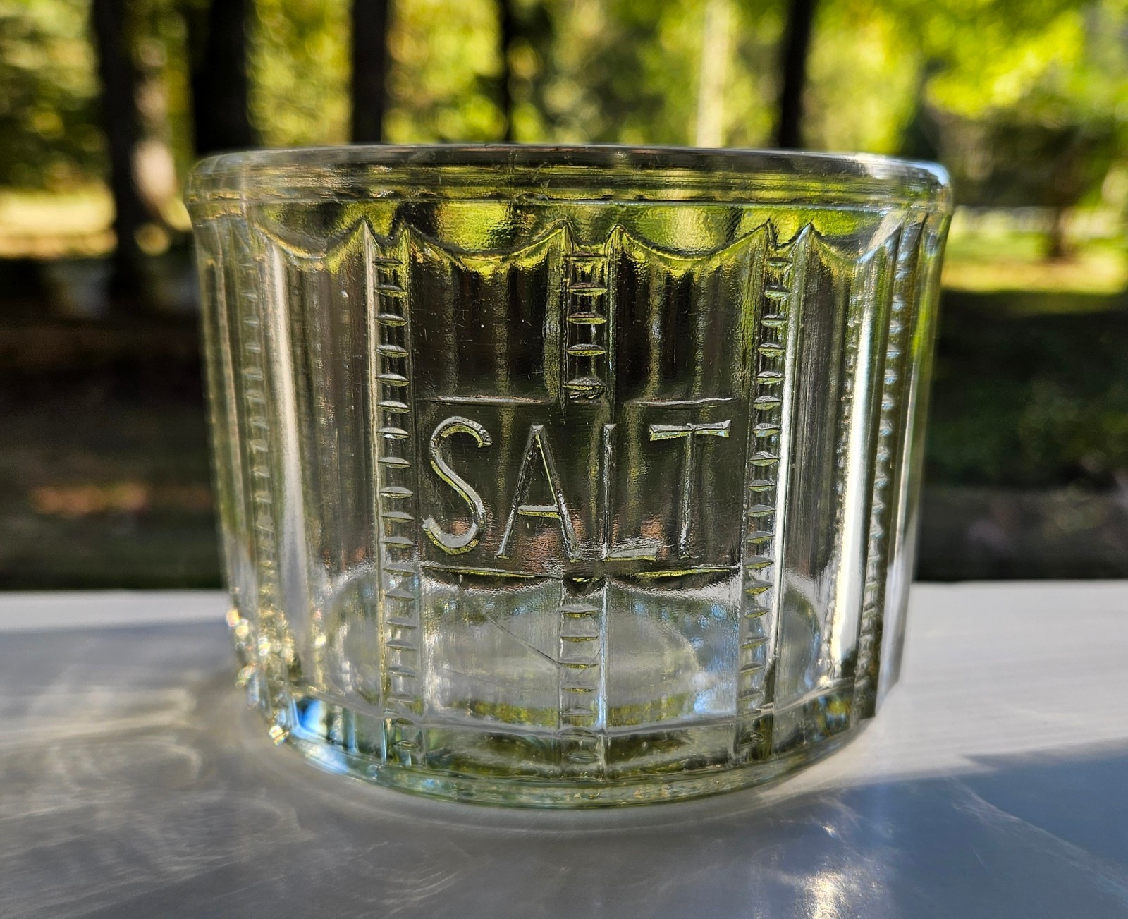 Antique EXTREMELY RARE Hatch Marked Glass Salt Jar 1920s Hoosier Cabinet