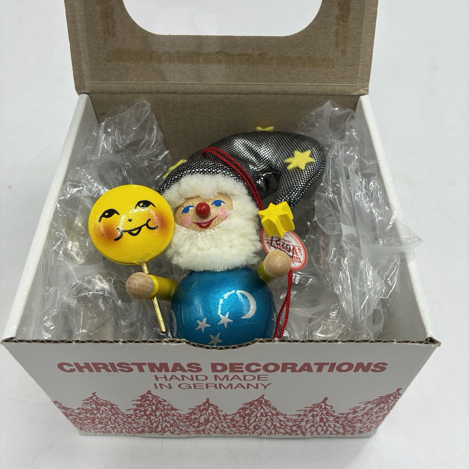 Steinbach Germany Wooden Sun Moon Stars Wizard Christmas Ornament With Box