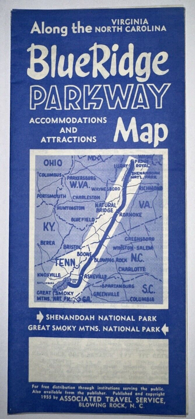 BlueRidge Parkway Map, 1955, Virginia & North Carolina BlueRidge Parkway Map, 1955, Virginia & North Carolina