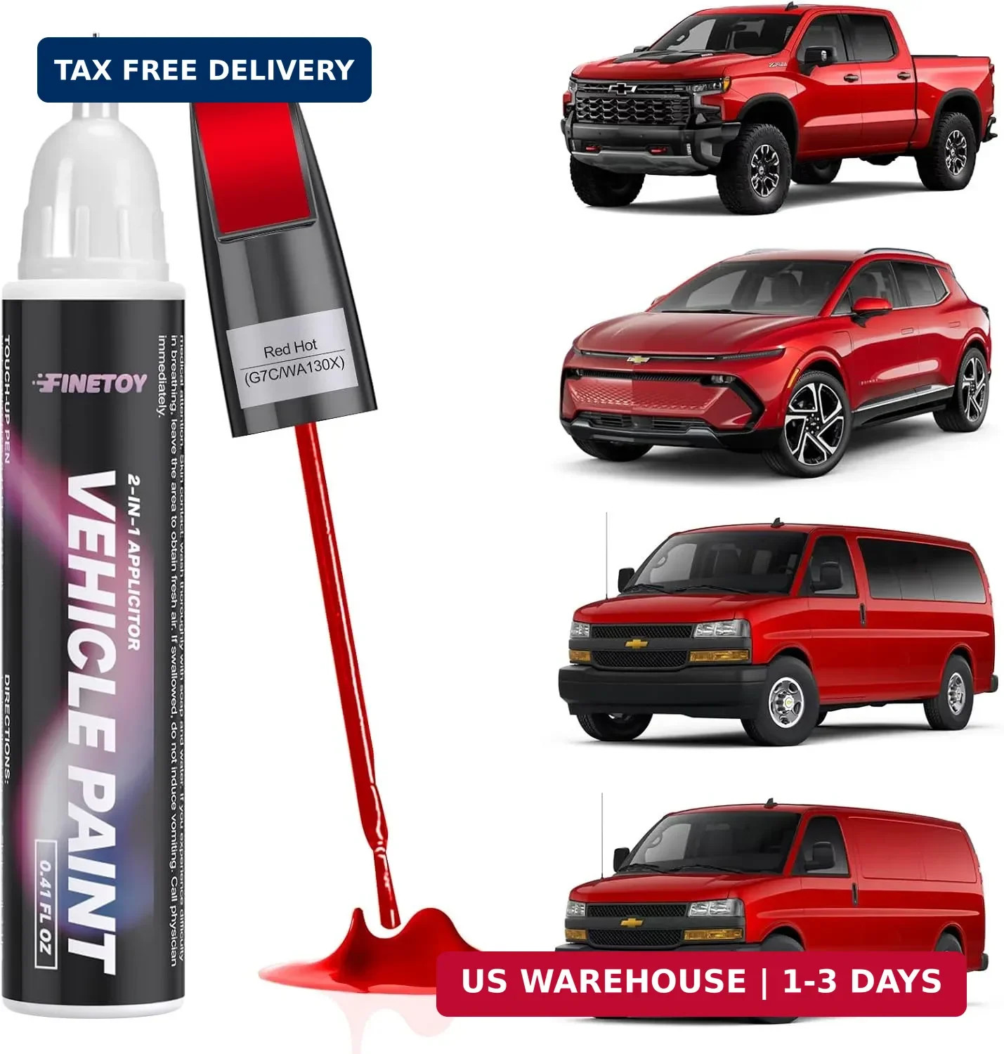 G7C/WA130X Red Hot Touch Up Paint for Chevrolet | Car Scratch Repair Paint Kit w G7C/WA130X Red Hot Touch Up Paint for Chevrolet | Car Scratch Repair Paint Kit w