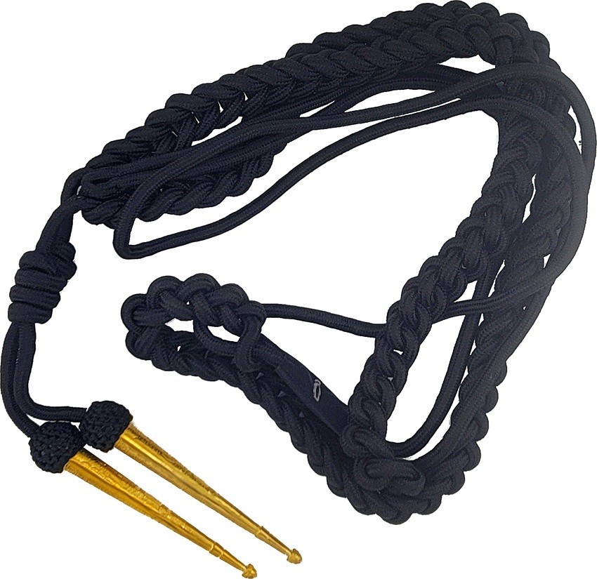 US ARMY Military BLACK AIGUILLETTE BRITISH OFFICER SHOULDER CORD