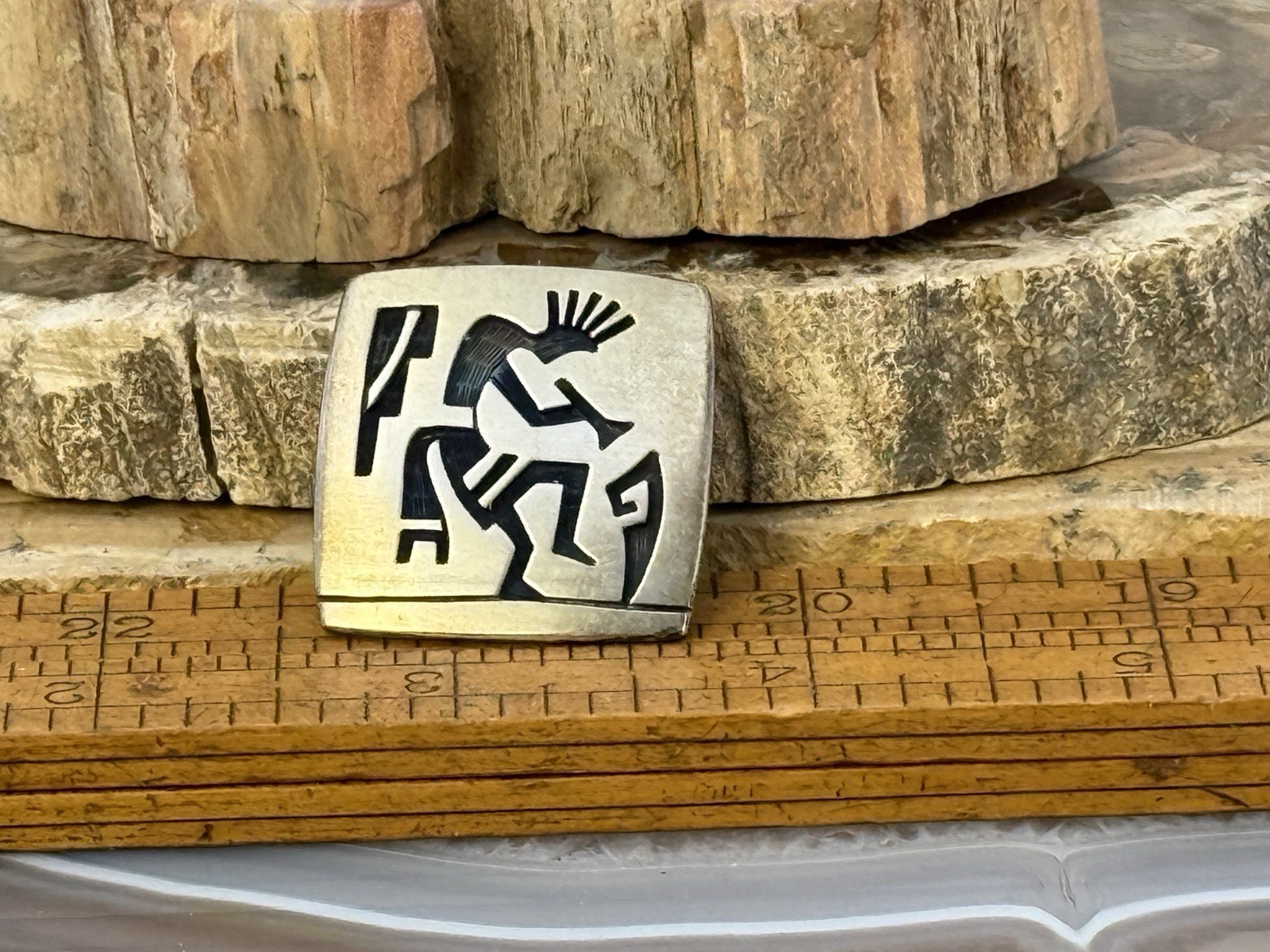 Vintage Benjamin Mansfield Hopi Sterling Overlay Kokopelli Small Bolo--2475.26 Vintage Benjamin Mansfield Hopi Sterling Overlay Kokopelli Small Bolo--2475.26