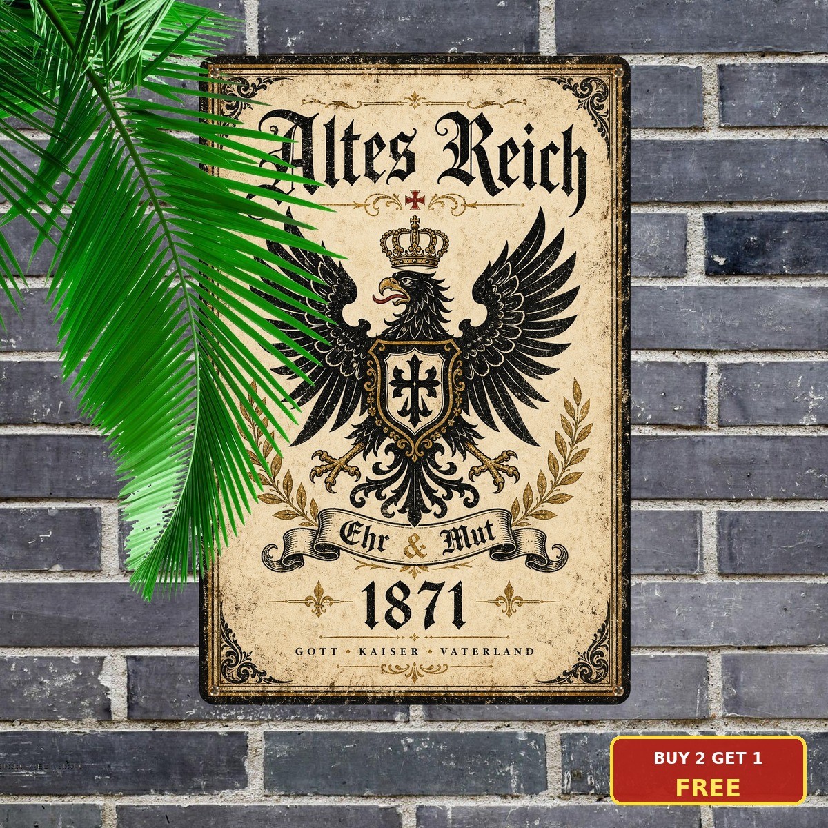 Kingdom of Prussia Crown Military Tin Sign Retro German Crest Plaque