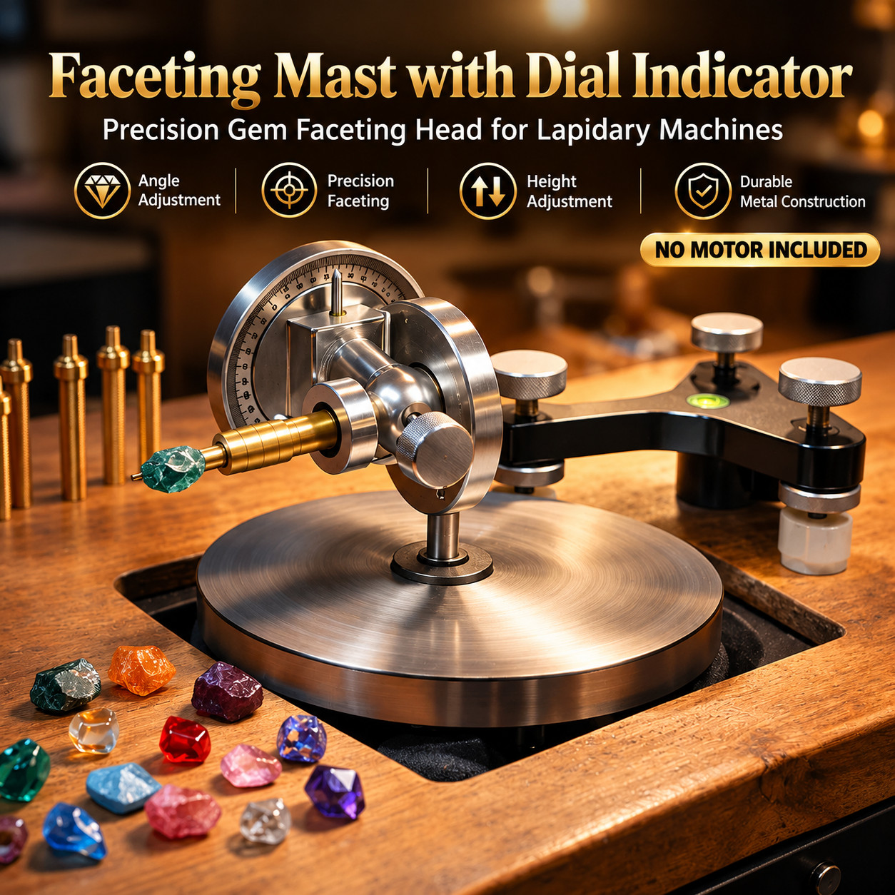 PRO 1 Faceting Mast Assembly Dial Indicator Gem Faceting Head Lapidary No Motor