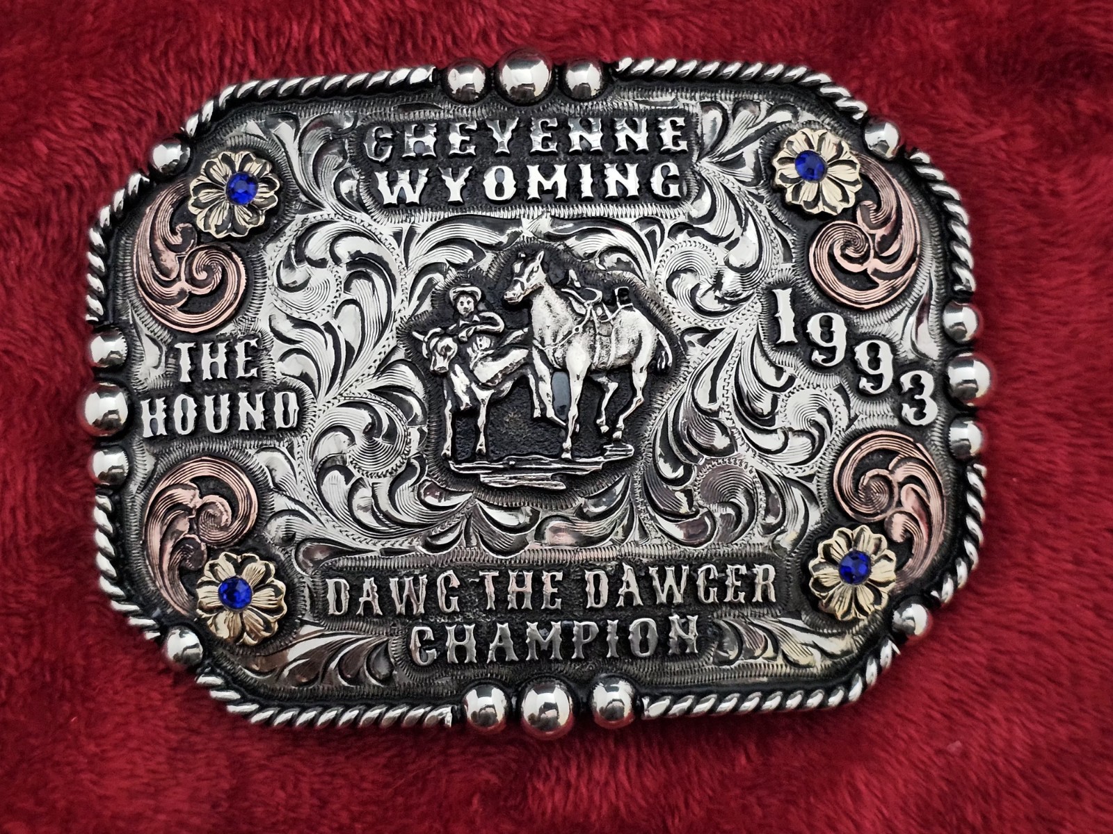 BULLDOGGING☆X~TREME☆1993☆RODEO CHAMPION TROPHY BUCKLE☆Cheyenne Wyoming☆RARE☆T92