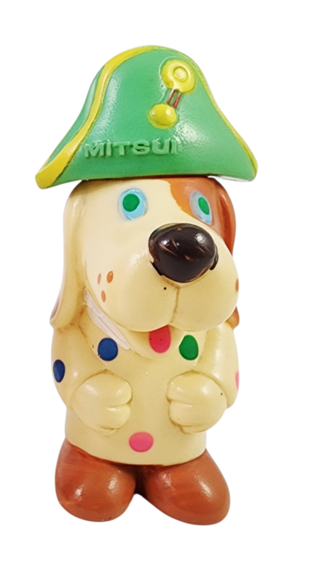 Vintage Tondeke Butchi Mitsui Piggy Bank Sofubi Vinyl Dog Figure Made in Japan