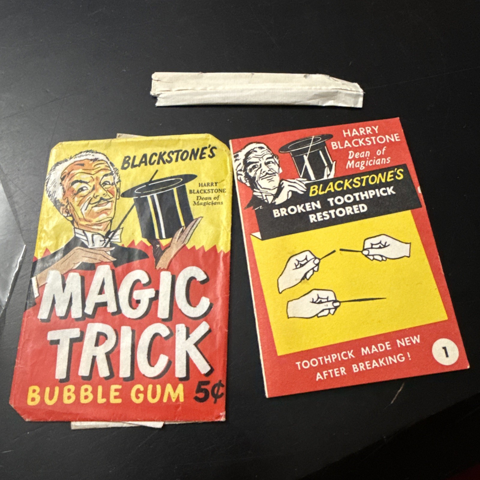 1962 PHILADELPHIA GUM BLACKSTONE'S MAGIC TRICK WAX WRAPPER Toothpick