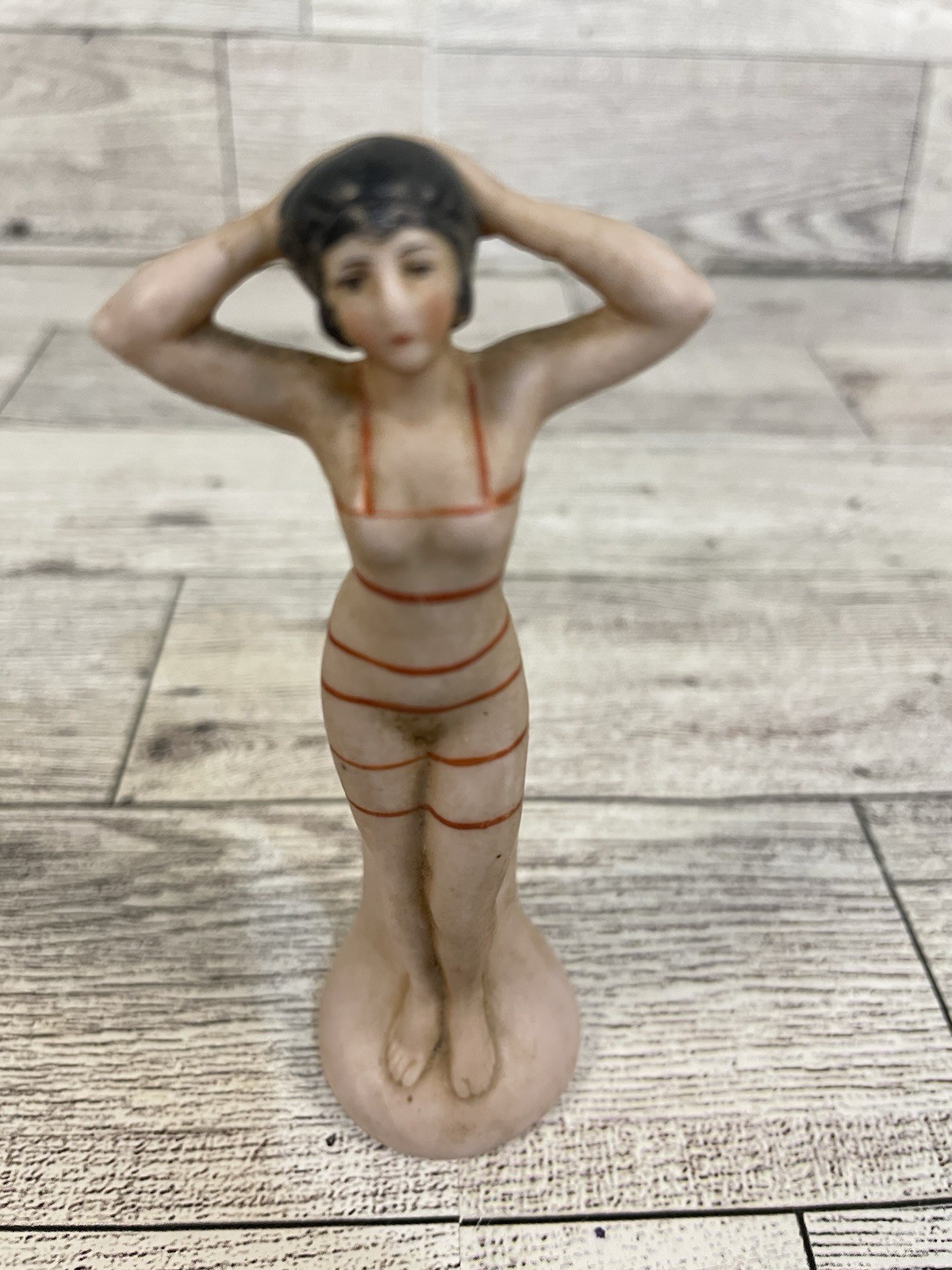 Bathing Beauty Standing Figurine Bisque Porcelain Germany Antique 1920’s Bathing Beauty Standing Figurine Bisque Porcelain Germany Antique 1920’s