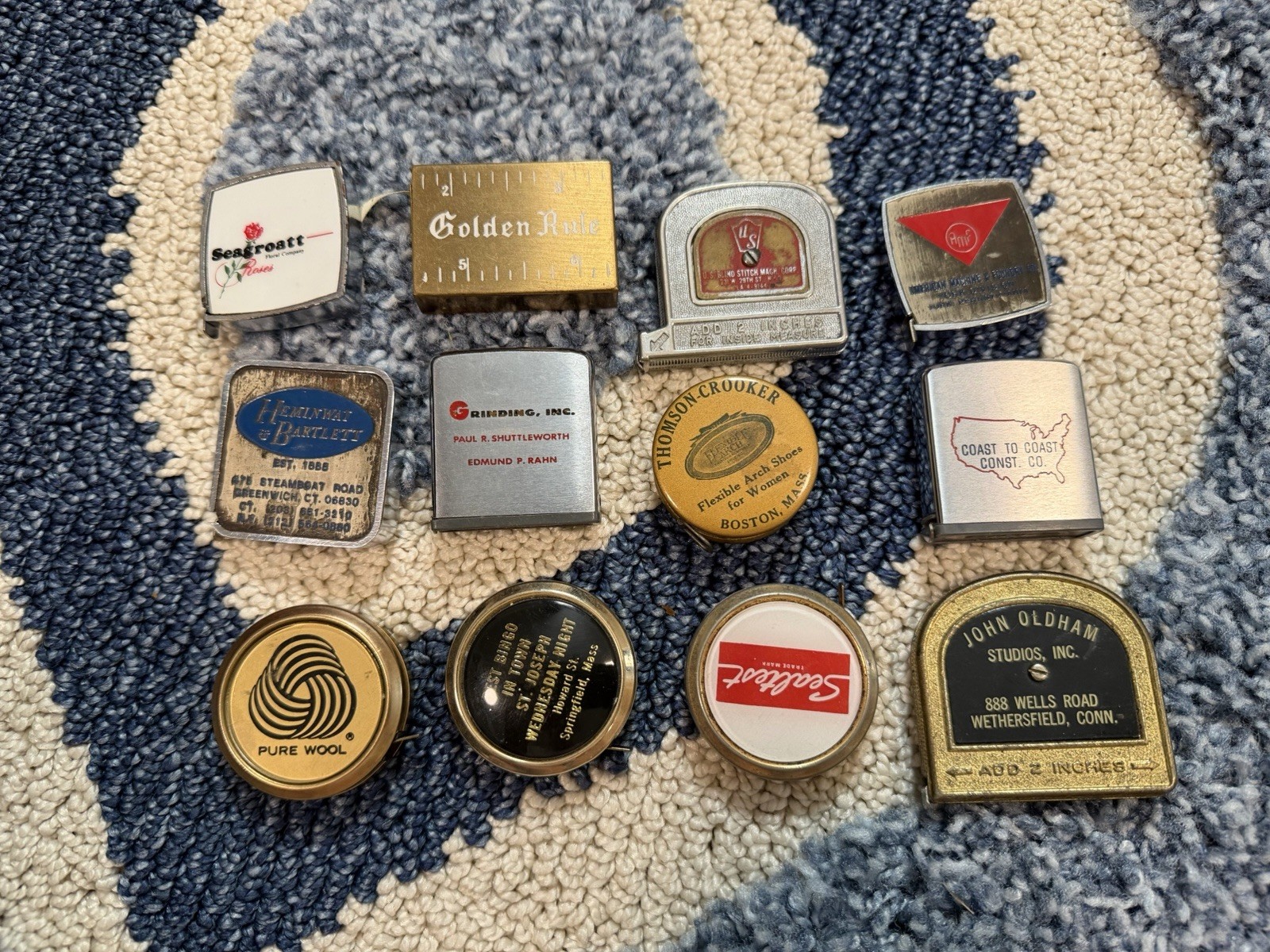 Vintage Metal Retractable Measuring Tape Lot Of 12
