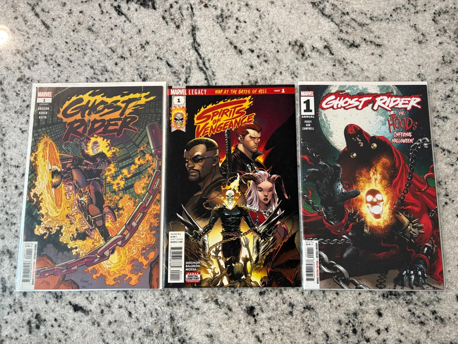 Lot Of 3 Ghost Rider Marvel Comic Books # 1 NM Spirits Of Vengeance 13 J435