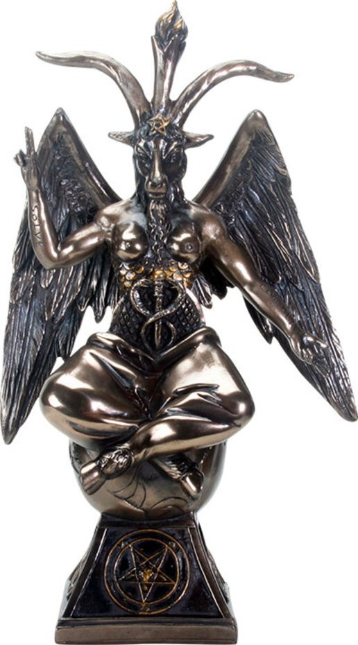 Baphomet Horned Sabbatic Goat Solve et Coagula Statue 10 Inch Tall