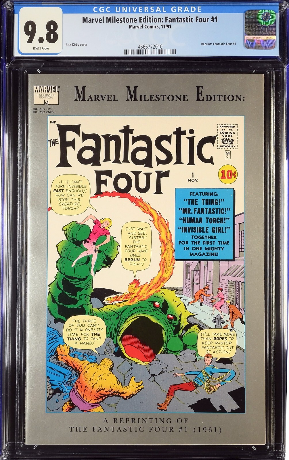 Fantastic Four #1 Marvel Milestone Edition 1991 CGC 9.8 Stan Lee Kirby 