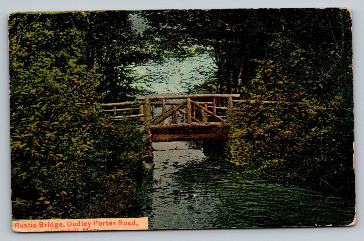 1919 Rustic Bridge Dudley Porter Road Norwood MA Postcard Postmarked 1919 Rustic Bridge Dudley Porter Road Norwood MA Postcard Postmarked