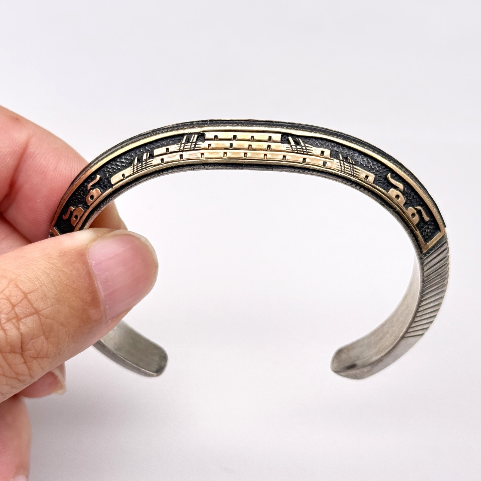 Vintage Navajo Mark Yazzie 12K Gold Filled Sterling Silver Cuff Bracelet 6.625\