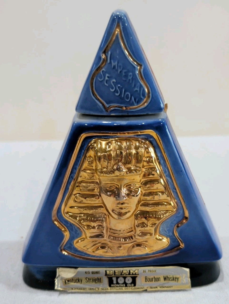 Vintage Jim Beam Bourbon Whiskey Pyramid Decanter Indiana  1970 Imperial Session