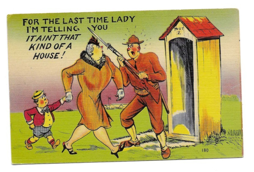 WWII Colourpicture Linen Army Humor Postcard Guardhouse Warning 180