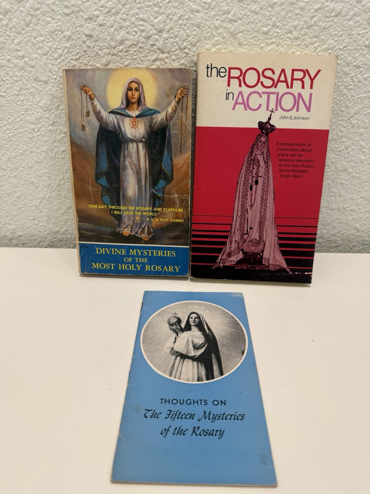 Vintage Catholic Rosary Books Lot Divine Mysteries 1974 Rosary in Action Marian