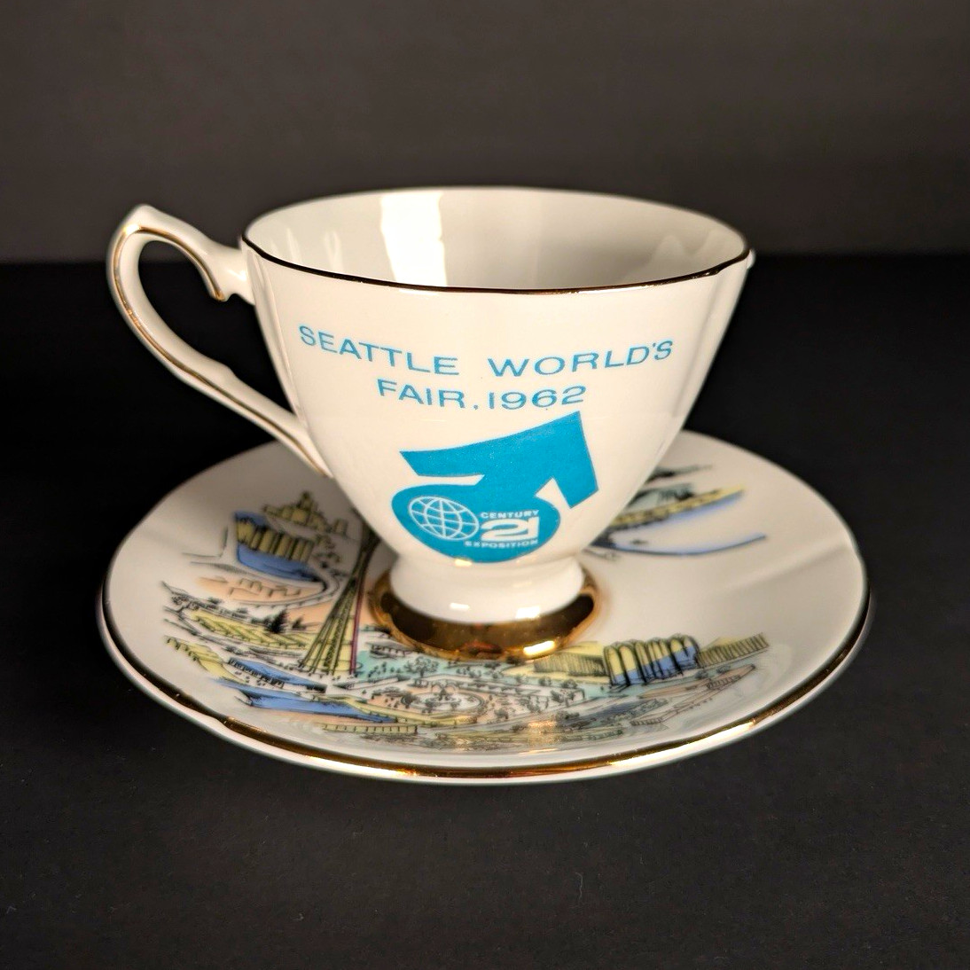 1962 Seattle World’s Fair Cup & Saucer Set Space Needle Design