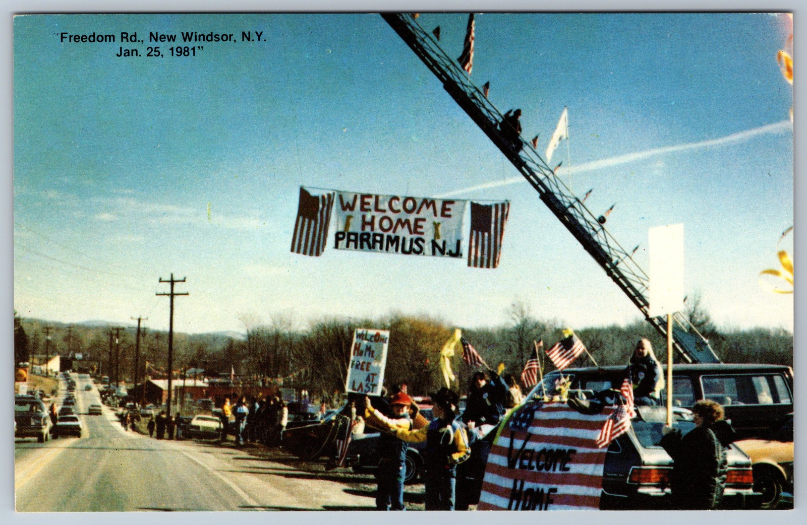 Iran Hostages Welcome Home New Windsor NY 1981 West Point Freedom Rd Postcard