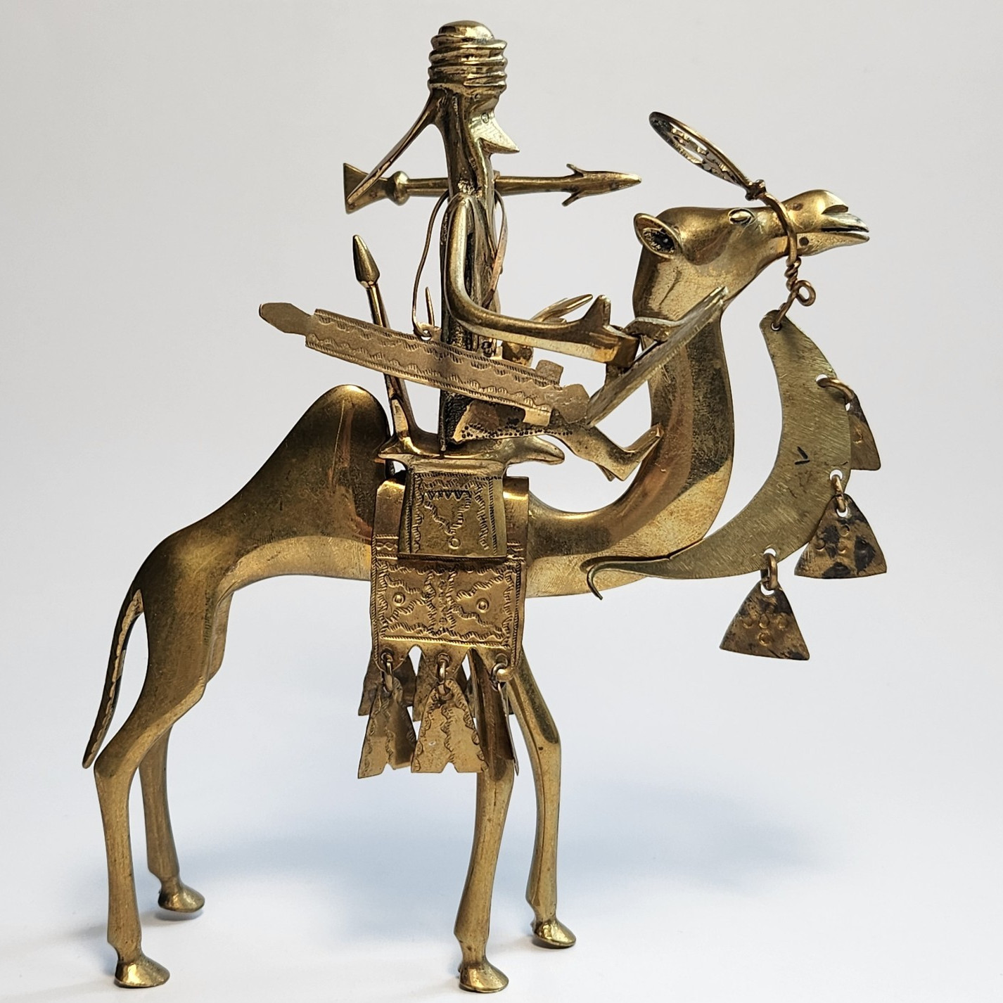 West African Tribal Art Sculpture Solid Brass Nomadic Saharan Warrior Vintage