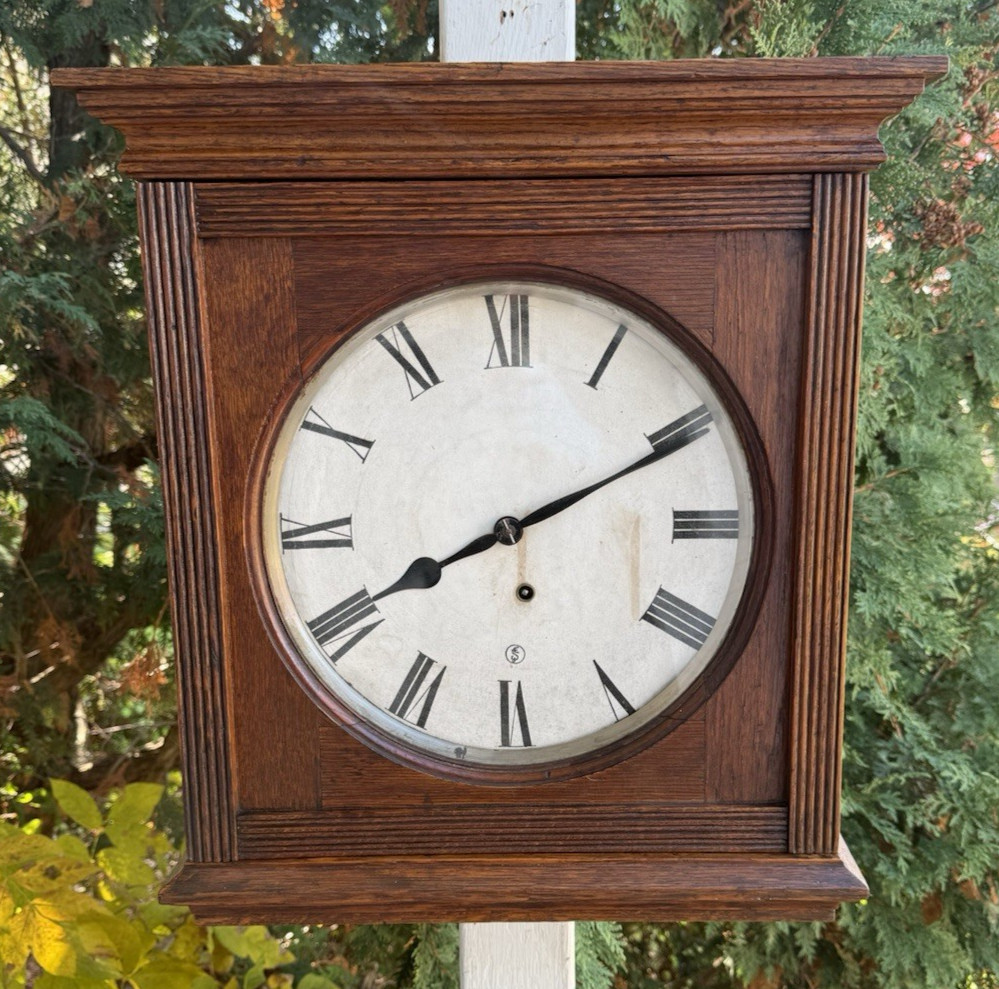 Antique C 1870 Ansonia Time Only Gallery Regulator Wall Clock - RUNS GREAT