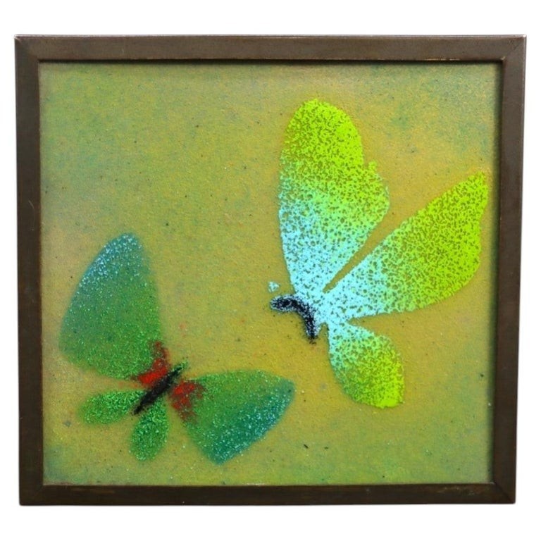 Vintage Jade Snow Wong Butterfly Enameled Brass Ring Box Signed C1950 Vintage Jade Snow Wong Butterfly Enameled Brass Ring Box Signed C1950