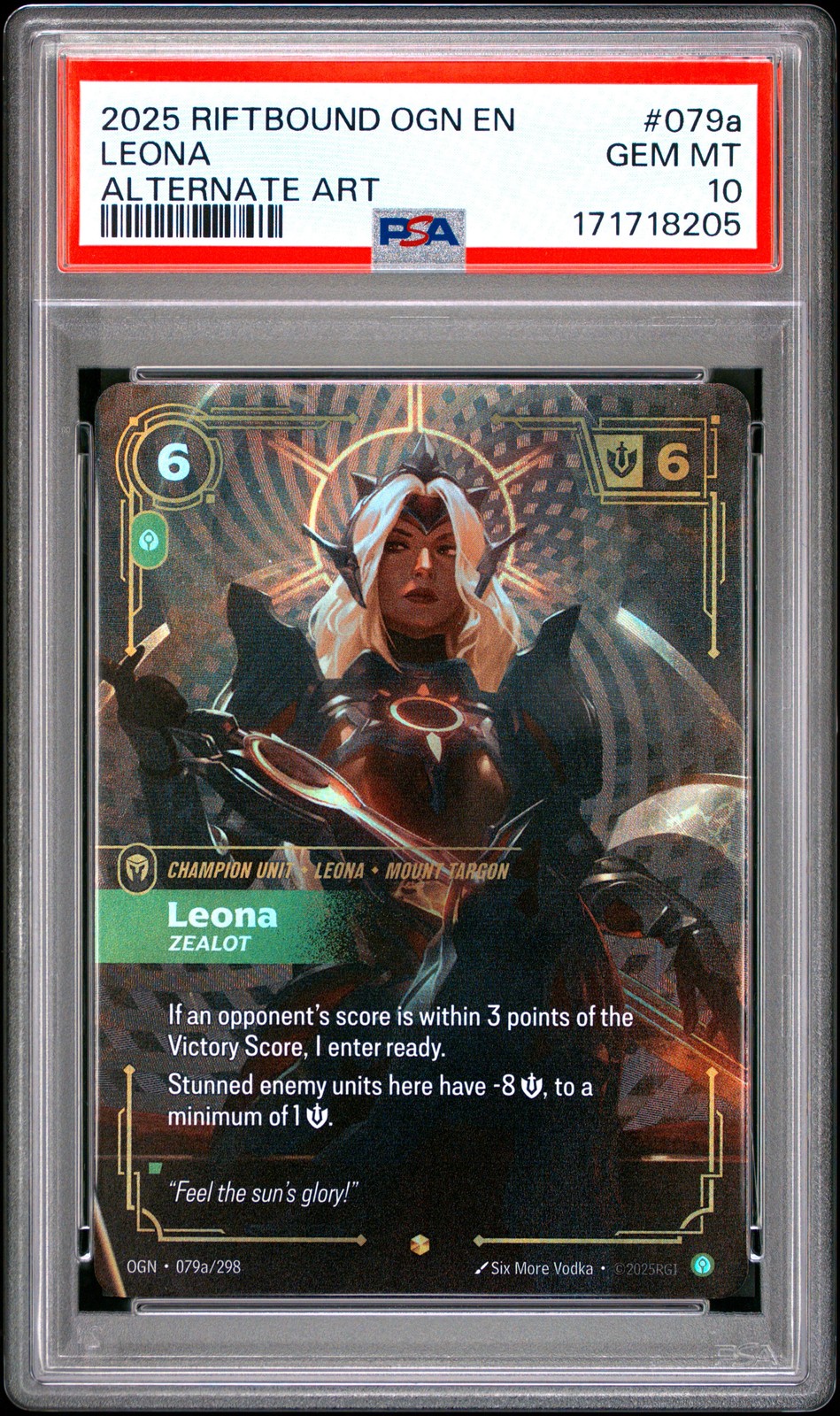 2025 RIFTBOUND: LEAGUE OF LEGENDS OGN-ORIGINS #079A LEONA - ZEALOT PSA 10