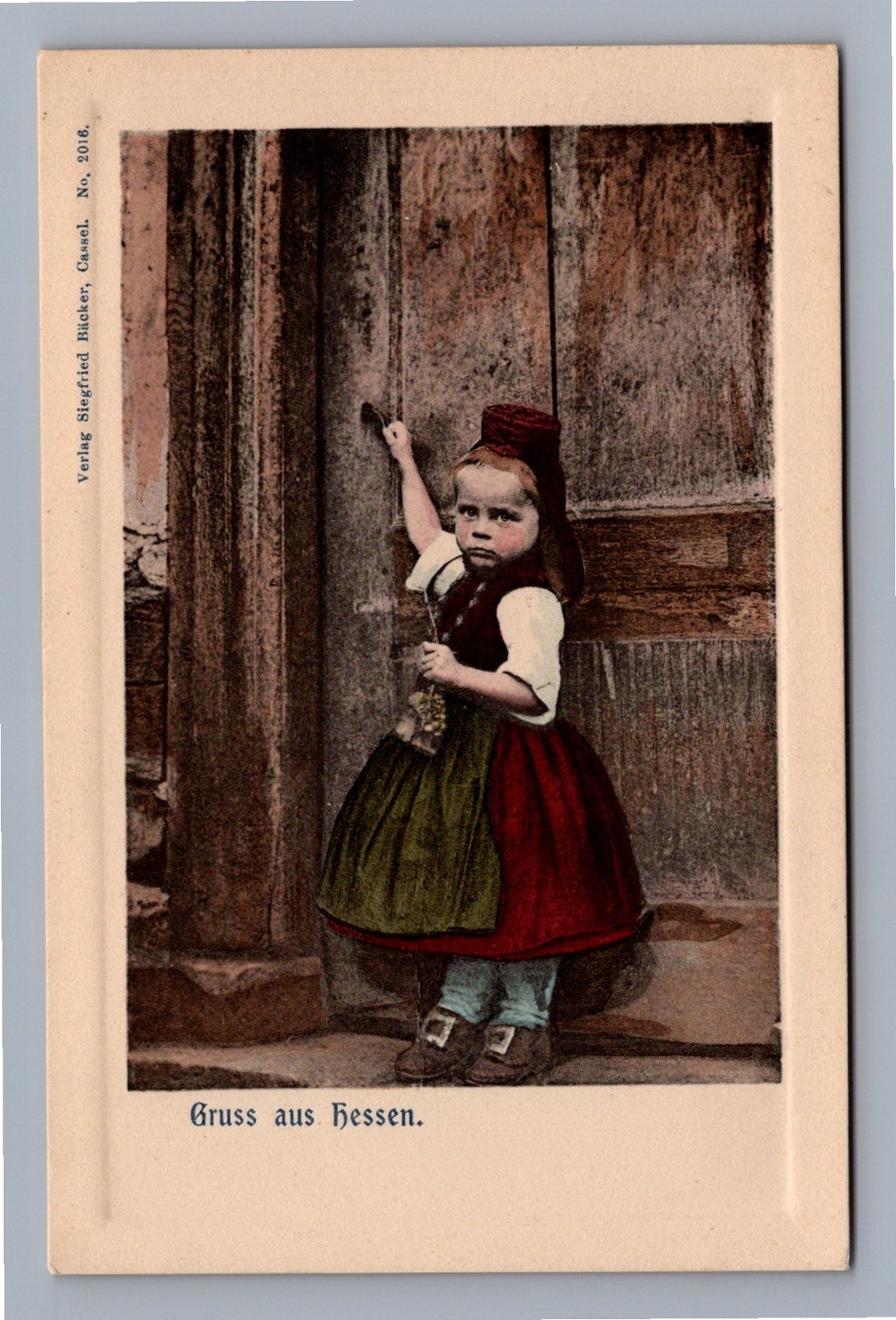 Gruss aus Hessen Antique Postcard Girl Traditional Costume German Trachten Gruss aus Hessen Antique Postcard Girl Traditional Costume German Trachten