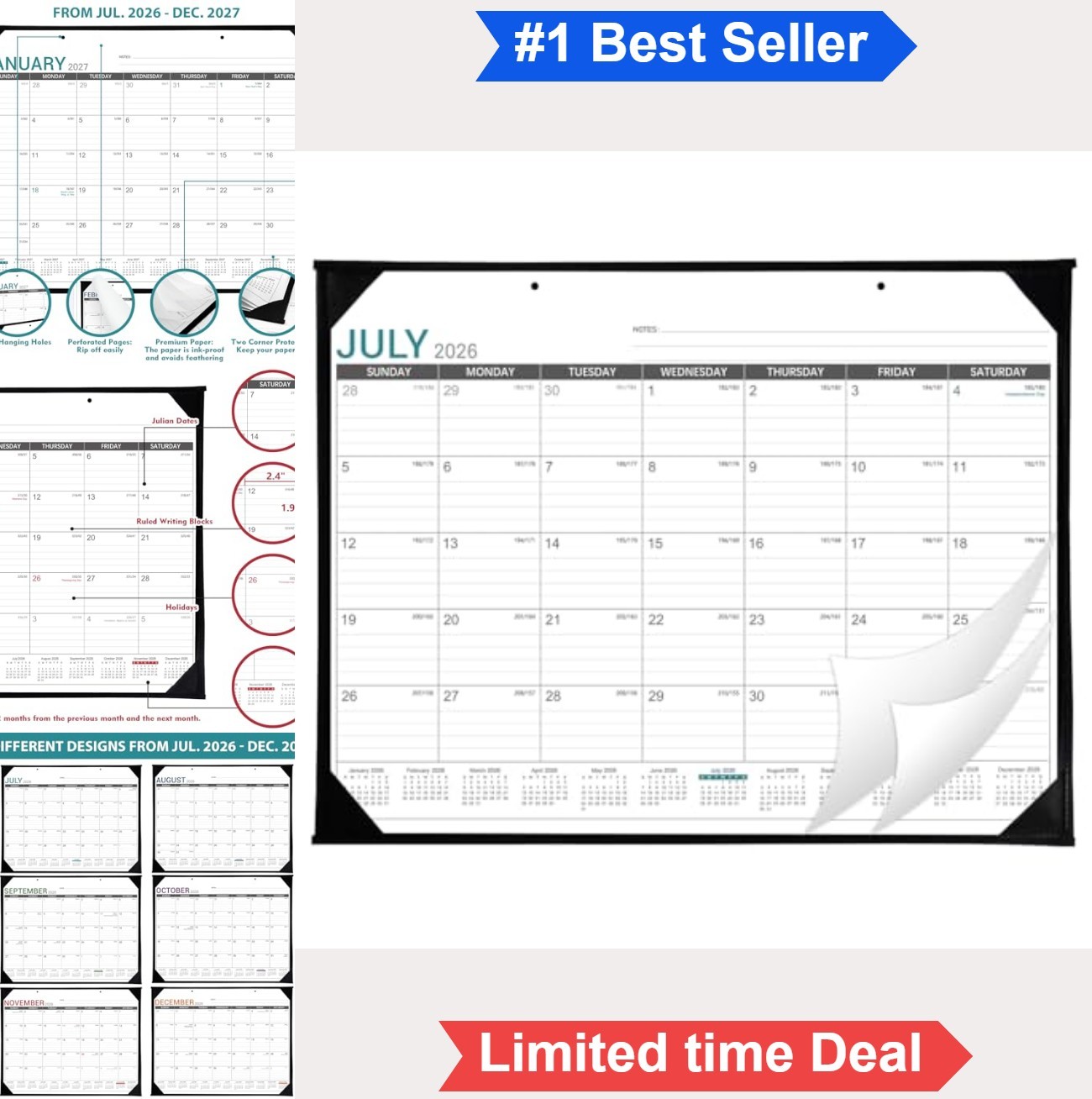 Desk Calendar 18 Months July 2026 December 2027 22x17 Inches Tearaway Pages