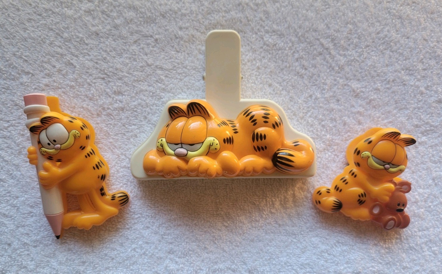 Vintage, Lot of 3, Garfield Magnet Bag Clips
