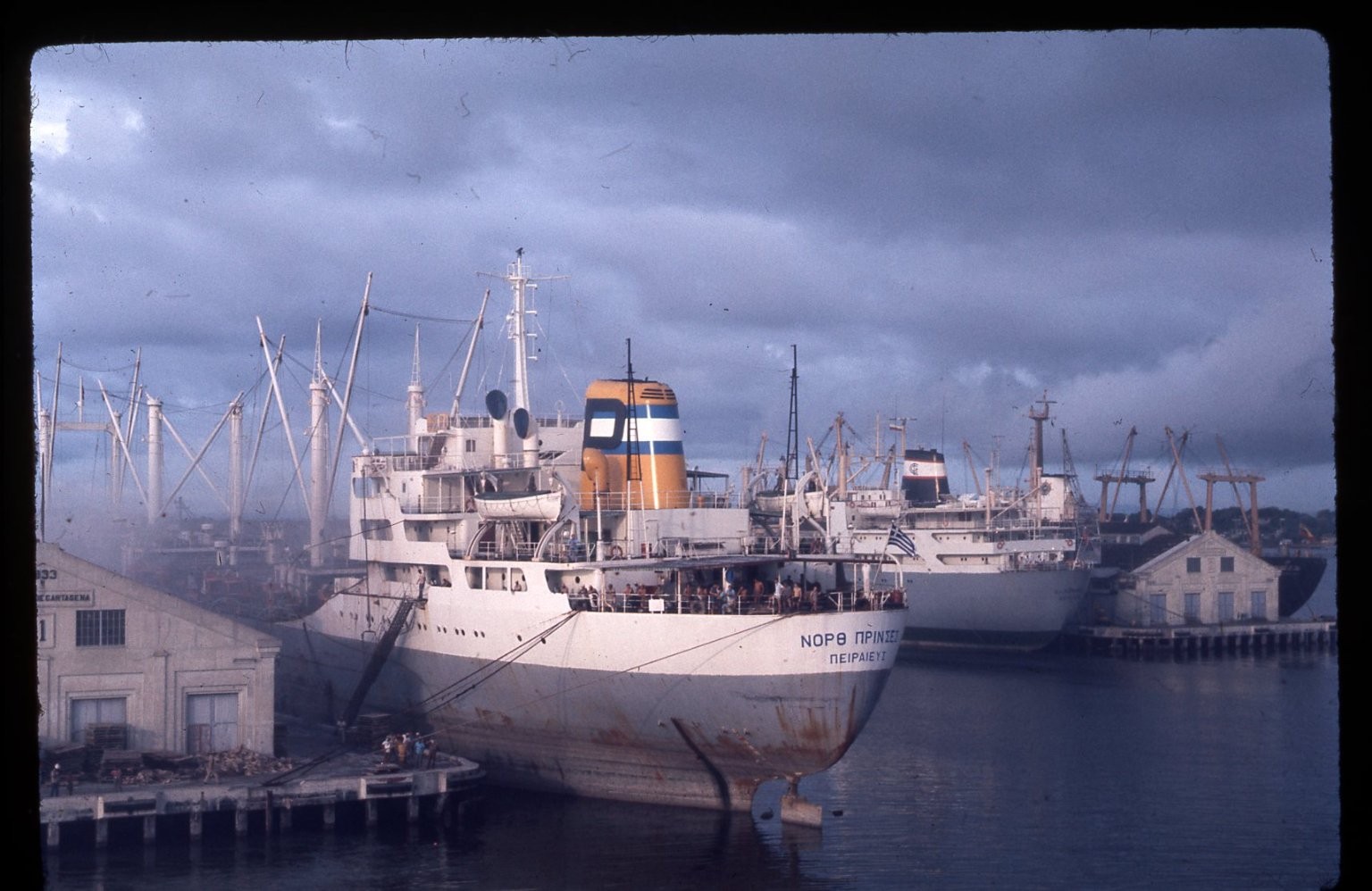 sl47 Slide 1980's Greek Ship NORTH PRINCESS Piraeus Cartagena 859a sl47 Slide 1980's Greek Ship NORTH PRINCESS Piraeus Cartagena 859a