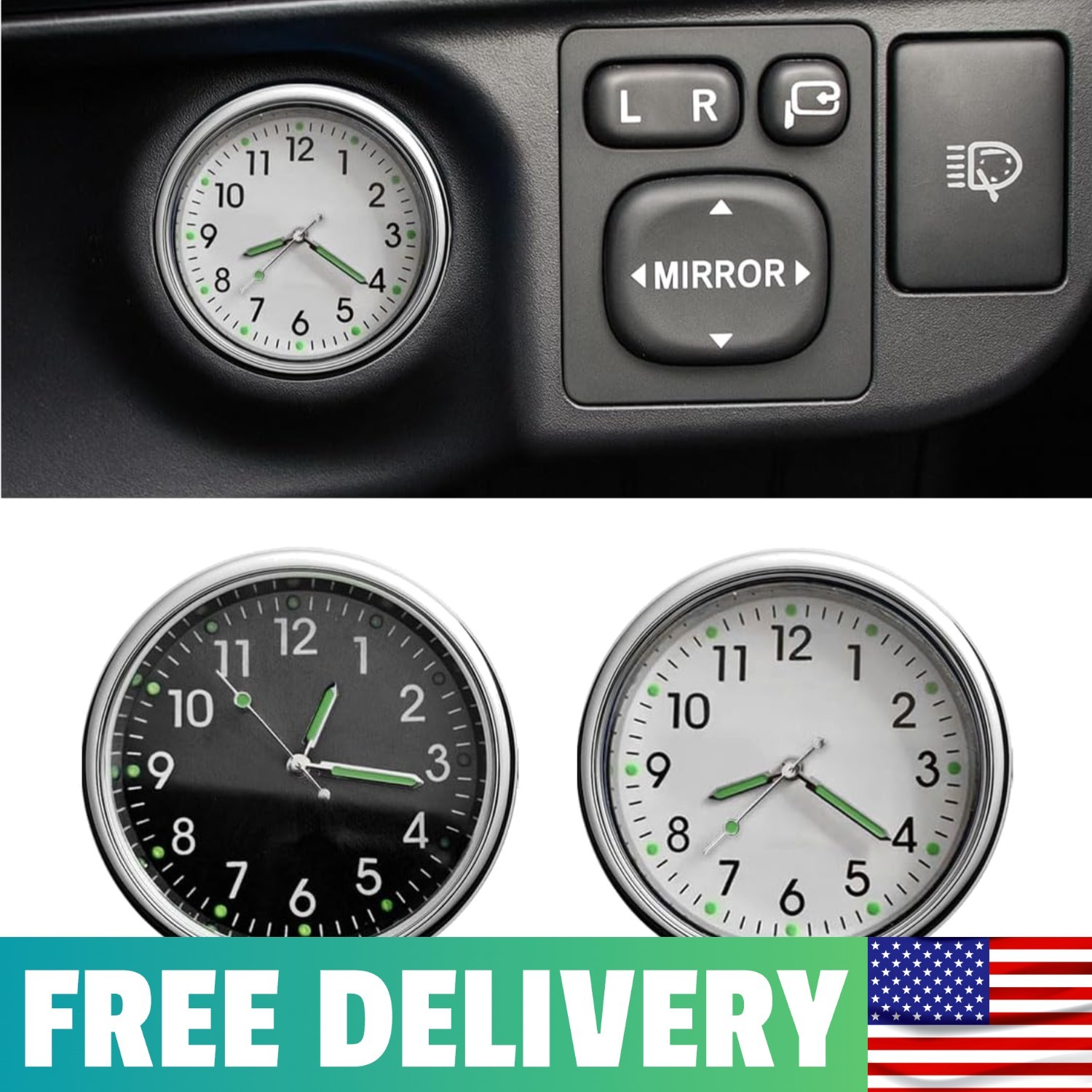 2PCS Waterproof Luminous Dashboard Clocks - Compact Style & Reliability 2PCS Waterproof Luminous Dashboard Clocks - Compact Style & Reliability