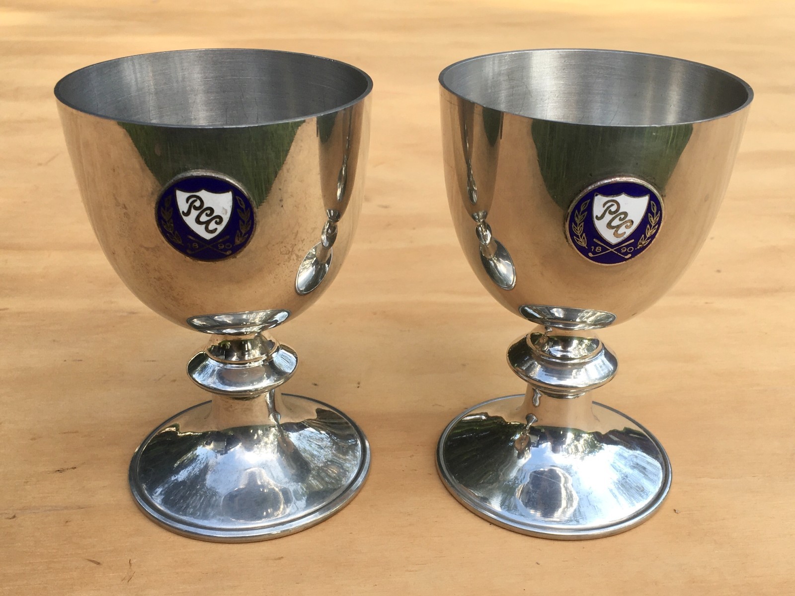 Vintage Plainfield Country Club Revere Pewter Wine Goblets Chalice Jefferson Cup