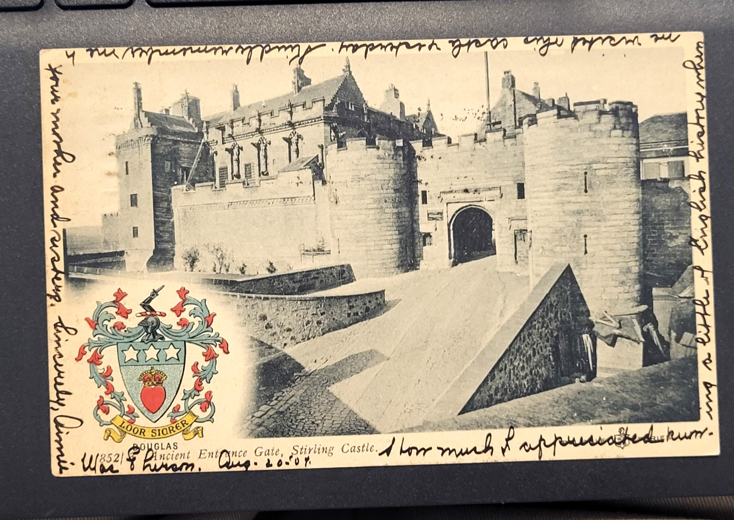 Stirling, SCOTLAND – Castle – Douglas Coat of Arms - 1907 Vintage postcard